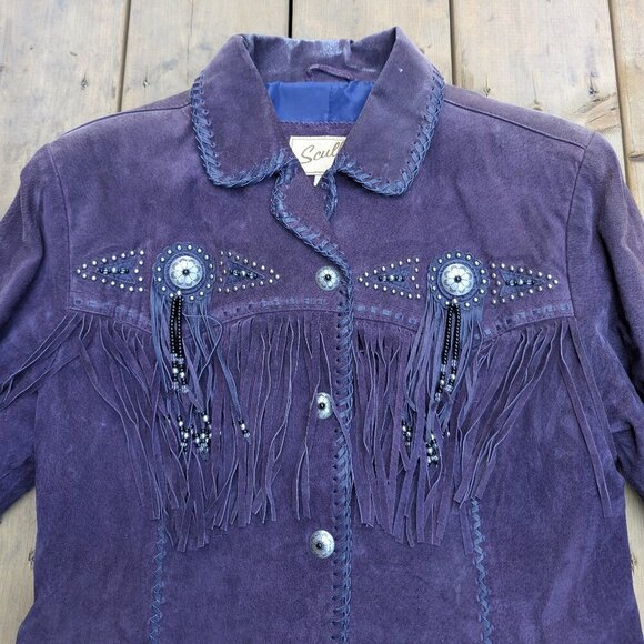 Vintage Scully Suede Leather Fringe Beaded Jacket Size Medium - Picture 4 of 12